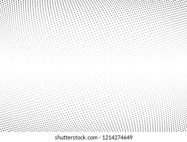 Abstract halftone wave dotted background. Halftone twisted grunge pattern, dot, circle.  Vector modern optical halftone pop art texture for poster, business card, cover, label mock-up, sticker layout