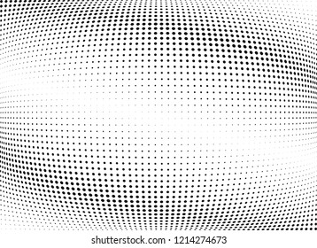 Abstract halftone wave dotted background. Halftone twisted grunge pattern, dot, circle.  Vector modern optical halftone pop art texture for poster, business card, cover, label mock-up, sticker layout