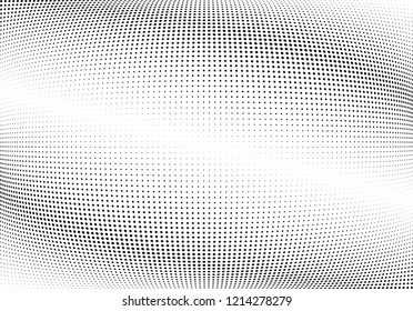 Abstract halftone wave dotted background. Halftone twisted grunge pattern, dot, circle.  Vector modern optical halftone pop art texture for poster, business card, cover, label mock-up, sticker layout