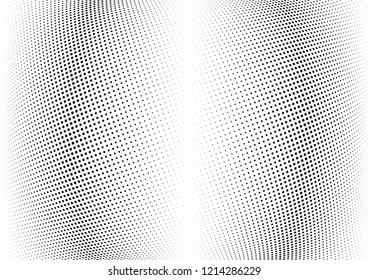 Abstract halftone wave dotted background. Halftone twisted grunge pattern, dot, circle.  Vector modern optical halftone pop art texture for poster, business card, cover, label mock-up, sticker layout