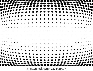 Abstract halftone wave dotted background. Halftone twisted grunge pattern, dot, circle.  Vector modern optical halftone pop art texture for poster, business card, cover, label mock-up, sticker layout