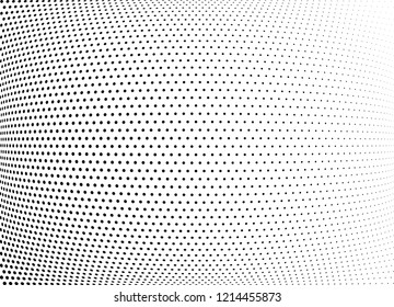 Abstract halftone wave dotted background. Halftone twisted grunge pattern, dot, circle.  Vector modern optical halftone pop art texture for poster, business card, cover, label mock-up, sticker layout
