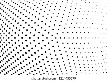 Abstract halftone wave dotted background. Halftone twisted grunge pattern, dot, circle.  Vector modern optical halftone pop art texture for poster, business card, cover, label mock-up, sticker layout