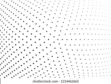 Abstract halftone wave dotted background. Halftone twisted grunge pattern, dot, circle.  Vector modern optical halftone pop art texture for poster, business card, cover, label mock-up, sticker layout