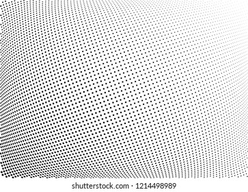 Abstract halftone wave dotted background. Halftone twisted grunge pattern, dot, circle.  Vector modern optical halftone pop art texture for poster, business card, cover, label mock-up, sticker layout