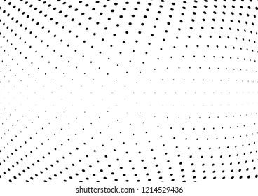Abstract halftone wave dotted background. Halftone twisted grunge pattern, dot, circle.  Vector modern optical halftone pop art texture for poster, business card, cover, label mock-up, sticker layout