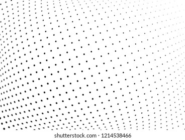 Abstract halftone wave dotted background. Halftone twisted grunge pattern, dot, circle.  Vector modern optical halftone pop art texture for poster, business card, cover, label mock-up, sticker layout