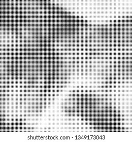 Abstract halftone wave dotted background. Fantastic monochrome texture. Pop art template for posters, labels, backdrops