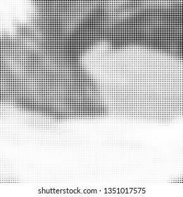 Abstract halftone wave dotted background. Fantastic monochrome texture. Pop art template for posters, labels, backdrops