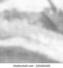 Abstract halftone wave dotted background. Fantastic monochrome texture. Pop art template for posters, labels, backdrops
