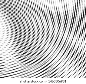 Abstract halftone wave dotted background. Chaotic dance of black dots on white background