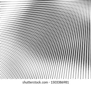 Abstract halftone wave dotted background. Chaotic dance of black dots on white background