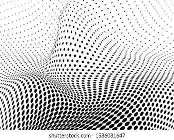 Abstract halftone wave dotted background. Futuristic twisted grunge pattern, dot, circles. Vector modern optical pop art texture for posters, business cards, cover, labels mock-up, stickers layout
