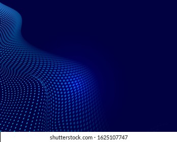 Abstract halftone wave dotted background. Futuristic twisted grunge pattern, dot, circles. Vector modern optical pop art texture for posters, business cards, cover, labels mock-up, stickers layout

