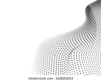 Abstract halftone wave dotted background. Futuristic twisted grunge pattern, dot, circles. Vector modern optical pop art texture for posters, business cards, cover, labels mock-up, stickers layout
