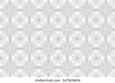 Abstract halftone wave dotted background. Template of black dots on a white background. Chaotic monochrome texture