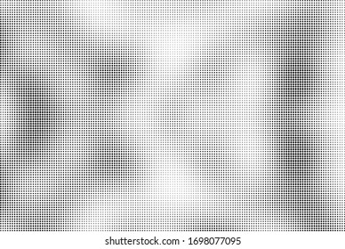 Abstract halftone wave dotted background. Template of black dots on a white background. Chaotic monochrome texture
