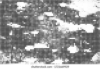 Abstract halftone wave dotted background. Monochrome texture of dots for printing