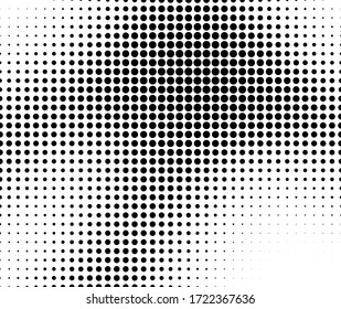 Abstract halftone wave dotted background. Template of black dots on a white background. Chaotic monochrome texture
