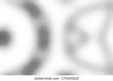 Abstract halftone wave dotted background. Template of black dots on a white background. Chaotic monochrome texture