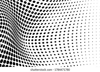 Abstract halftone wave dotted background. Futuristic twisted grunge pattern