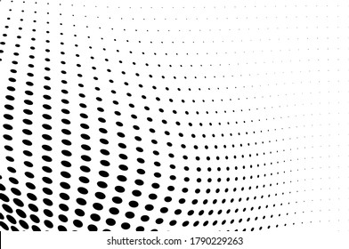 Abstract halftone wave dotted background. Futuristic twisted grunge pattern