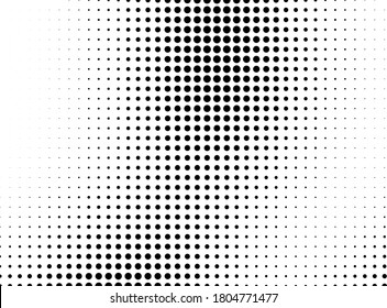 Abstrakter Halbtonhintergrund Vorlage von schwarzen Punkten auf weißem Hintergrund. Chäotische Monochrome-Textur