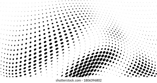 Abstract halftone wave dotted background. Futuristic twisted grunge pattern
