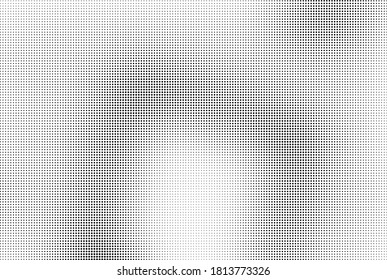 Abstract halftone wave dotted background. Template of black dots on a white background. Chaotic monochrome texture