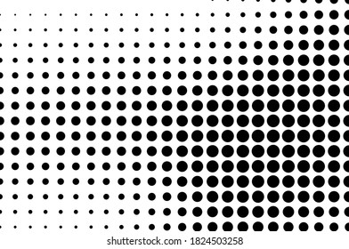 Abstrakter Halbtonhintergrund Vorlage von schwarzen Punkten auf weißem Hintergrund. Chäotische Monochrome-Textur