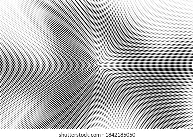 Abstract halftone wave dotted background. Template of black dots on a white background. Chaotic monochrome texture