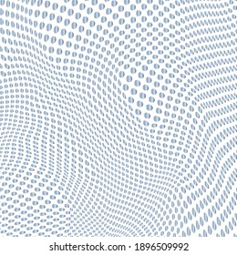 Abstract halftone wave dotted background. Futuristic twisted grunge pattern, dot, circles. Vector modern optical pop art texture for posters, business cards, cover, labels mock-up, stickers layout