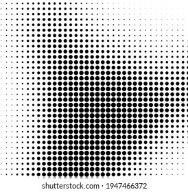Abstract halftone wave dotted background. Template of black dots on a white background. Chaotic monochrome texture
