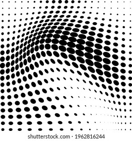 Abstract halftone wave dotted background. Futuristic twisted grunge pattern, dot, circles. Vector modern optical pop art textures for posters, business cards, covers, labels layout, stickers layout