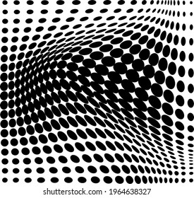Abstract halftone wave dotted background. Futuristic twisted grunge pattern, dot, circles. Vector modern optical pop art textures for posters, business cards, covers, labels layout, stickers layout
