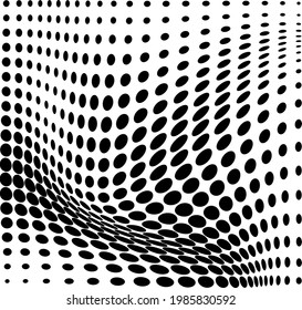 Abstract halftone wave dotted background. Futuristic twisted grunge pattern, dot, circles. Vector modern optical pop art textures for posters, business cards, covers, labels layout, stickers layout