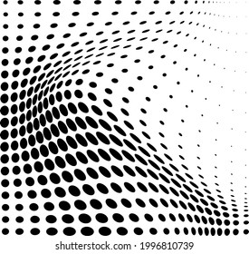 Abstract halftone wave dotted background. Futuristic twisted grunge pattern, dot, circles. Vector modern optical pop art textures for posters, business cards, covers, labels layout, stickers layout