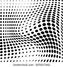 Abstract halftone wave dotted background. Futuristic twisted grunge pattern, dot, circles. Vector modern optical pop art textures for posters, business cards, covers, labels layout, stickers layout