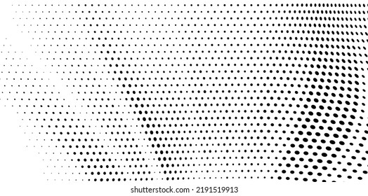 Abstract halftone wave dotted background. Futuristic twisted grunge pattern, dot, circles