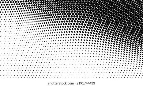 Abstract halftone wave dotted background. Futuristic twisted grunge pattern, dot, circles