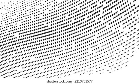 Abstract halftone wave dotted background. Futuristic twisted grunge pattern, dot, circles. Vector modern optical pop art texture for posters, business cards, cover, labels mock-up, stickers layout