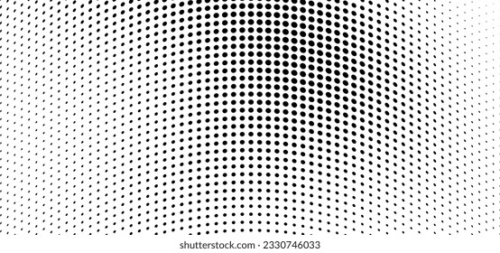Abstract halftone wave dotted background. Futuristic twisted grunge pattern, dot, circles. Vector modern optical pop art texture for posters, business cards, cover, labels mock-up, stickers layout