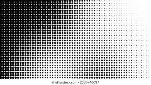 Abstract halftone wave dotted background. Futuristic twisted grunge pattern, dot, circles. Vector modern optical pop art texture for posters, business cards, cover, labels mock-up, stickers layout
