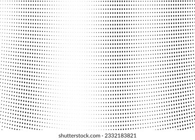 Abstract halftone wave dotted background. Futuristic twisted grunge pattern, dot, circles. Vector modern optical pop art texture for posters, business cards, cover, labels mock-up, stickers layout