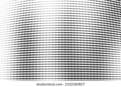 Abstrakter Halbtonhintergrund Futuristische verdrehte Grunge Muster, Punkt, Kreise. Moderne optische Pop-Art-Textur für Poster, Visitenkarten, Deckel, Aufkleber, Aufkleber-Layout