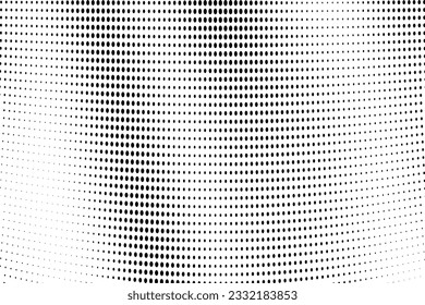 Abstract halftone wave dotted background. Futuristic twisted grunge pattern, dot, circles. Vector modern optical pop art texture for posters, business cards, cover, labels mock-up, stickers layout