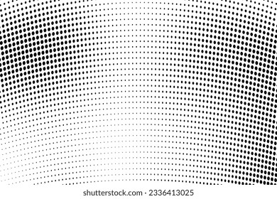 Abstract halftone wave dotted background. Futuristic twisted grunge pattern, dot, circles. Vector modern optical pop art texture for posters, business cards, cover, labels mock-up, stickers layout