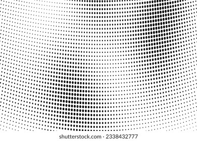 Abstract halftone wave dotted background. Futuristic twisted grunge pattern, dot, circles. Vector modern optical pop art texture for posters, business cards, cover, labels mock-up, stickers layout