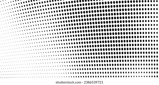 Abstract halftone wave dotted background. Futuristic twisted grunge pattern, dot, circles. Vector modern optical pop art texture for posters, business cards, cover, labels mock-up, stickers layout