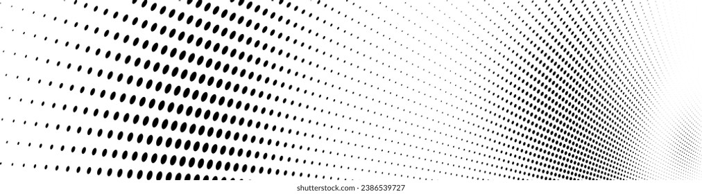Abstract halftone wave dotted background. Futuristic twisted grunge pattern, dot, circles. Vector modern optical pop art texture for posters, business cards, cover, labels mock-up, stickers layout
